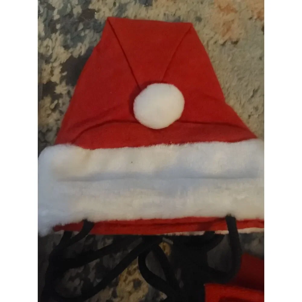 Vintage Pet Christmas Costume Santa Hat & Scarf  for Pets‎ Up to 75 lbs. L/XL